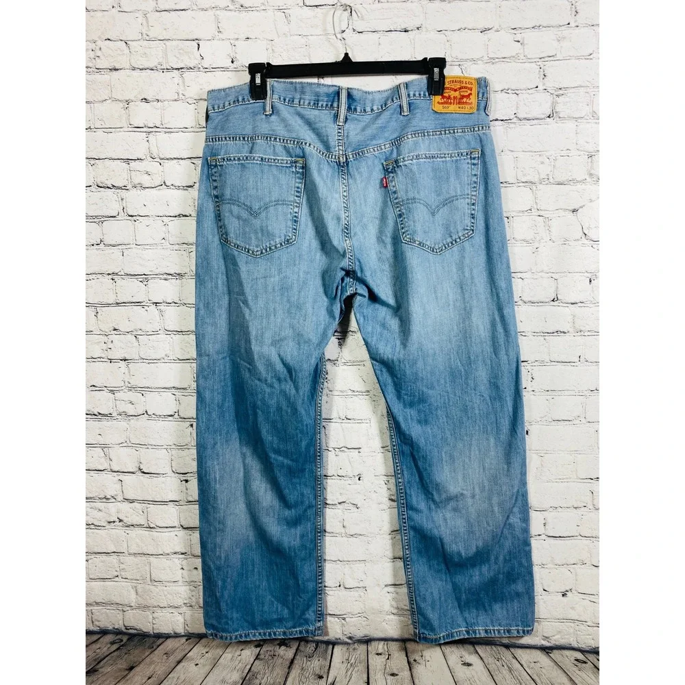 Levi's Jeans Mens Loose Straight 569 Light Wash 40x30 Excellent Denim Blue